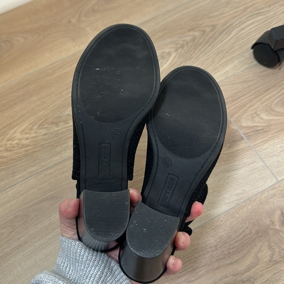 Women's Dept 222 Black Block Heels Suede Sandal Shoes Size 8.5 - Picture 6 of 7